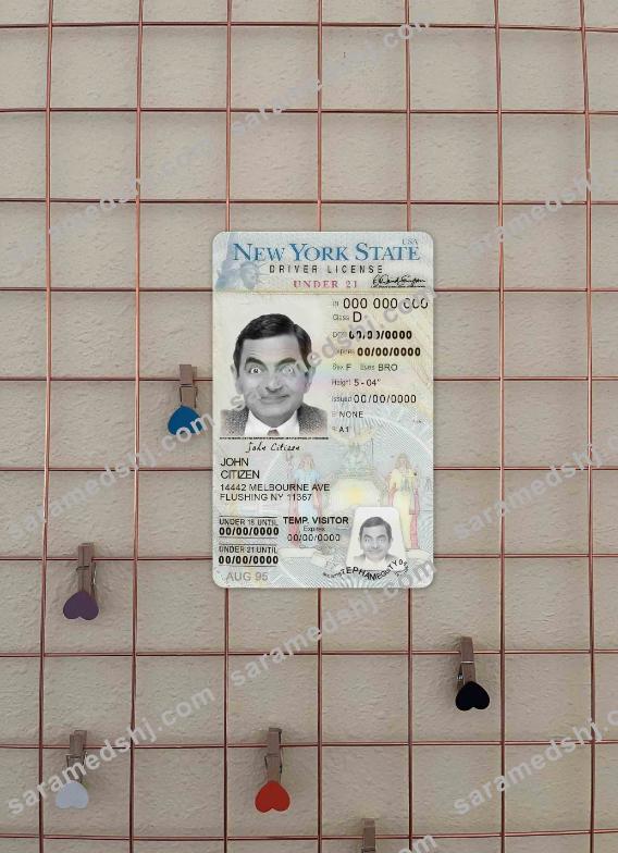 USA New York driving license under 21 photolook FRONT